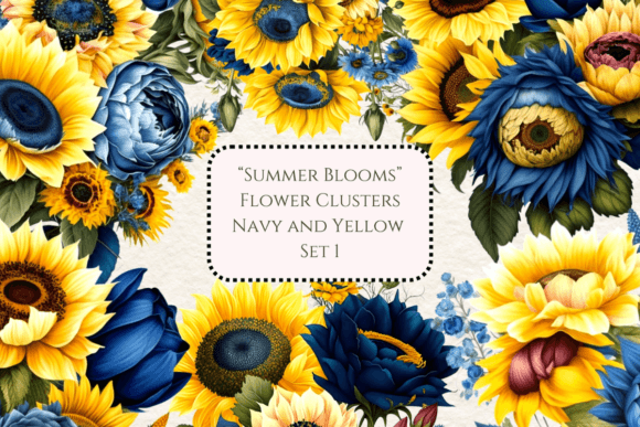 Download Summer Blooms - Flowers Blue and Yellow - Blooms Collection