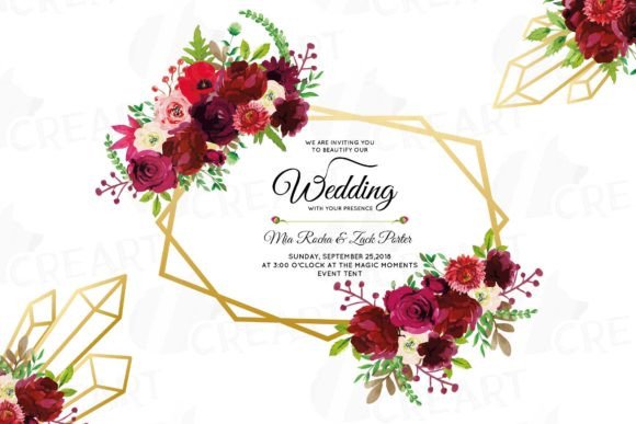 Download Burgundy Marsala Floral Geo Frame Decor - Premium Resources
