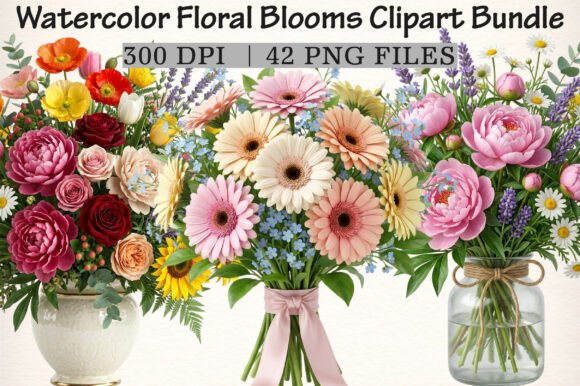 Download Watercolor Floral Blooms Clipart Bundle - Blooms Collection